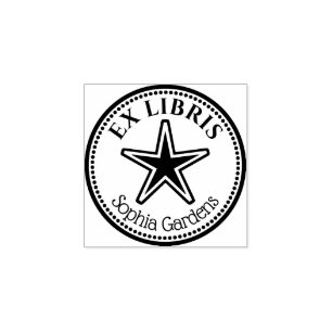Caucho Ex Libris Redondo - Sello de Goma Estrella