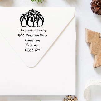 Caucho Familia Cuta Pingüino Nuevo sello de dirección