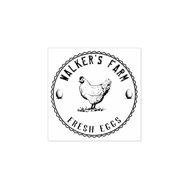 Caucho Farmhouse Hen | Sello de goma de huevo personaliza (Impresión)