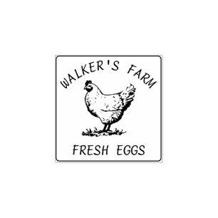 Caucho Farmhouse Hen   Sello de goma de huevo personaliza