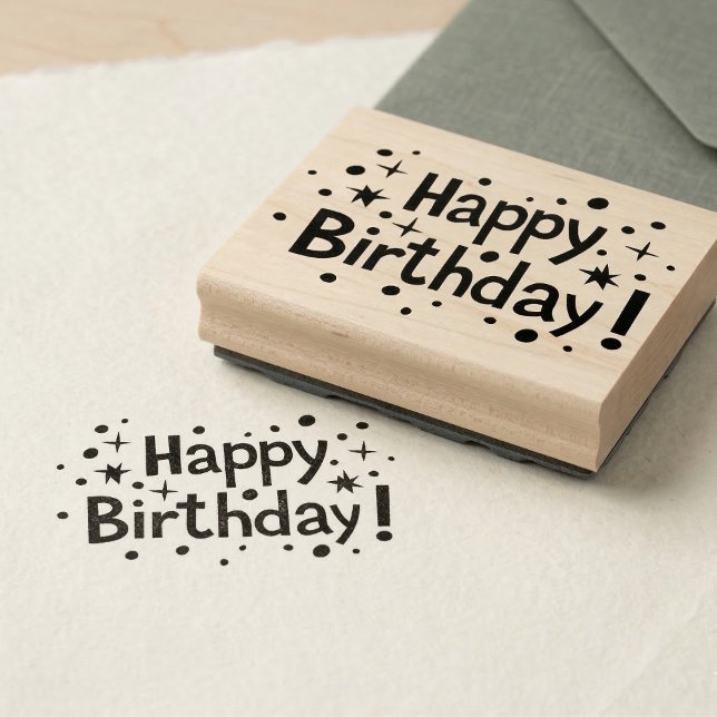 Caucho Feliz cumpleaños, sello de goma (A nostalgic "Happy Birthday" design for all your craft projects.)