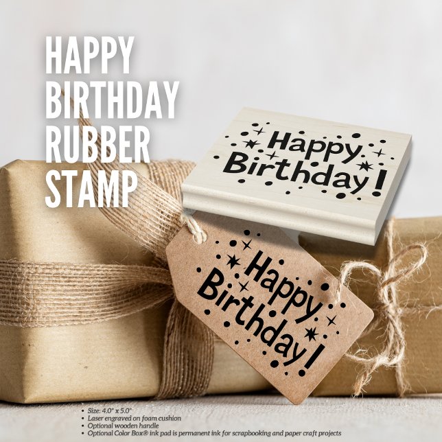 Caucho Feliz cumpleaños, sello de goma (Happy Birthday Rubber Stamp Size: 4.0" x 5.0" Birthday Depot)