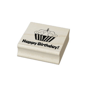 Caucho Feliz cumpleaños, tarta y sello de goma