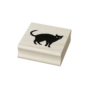 Caucho Gato espeluznante con un sello artístico de fondo