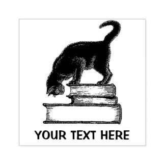 Caucho Gato negro en libros Sello de goma