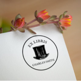 Caucho Gorra de la época Ex Libris Placa del libro Sello 