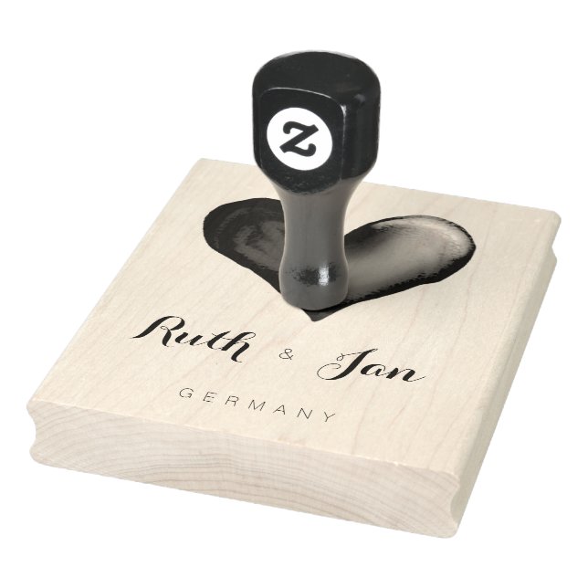 Caucho Gran sello de arte de madera en el corazón (Sello)