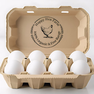 Caucho Granja de Pollos | Sello de Huevo Personalizado de