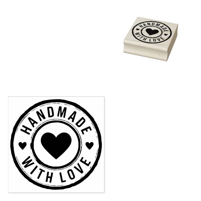 Caucho Hecho a mano con sello de amor con corazón (Sellado)