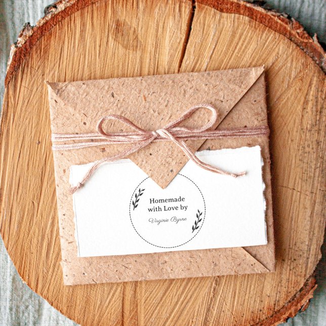 Caucho Hojas y flores caseras con sello de goma de amor (Leaves & Wreath Homemade With Love Rubber Stamp)