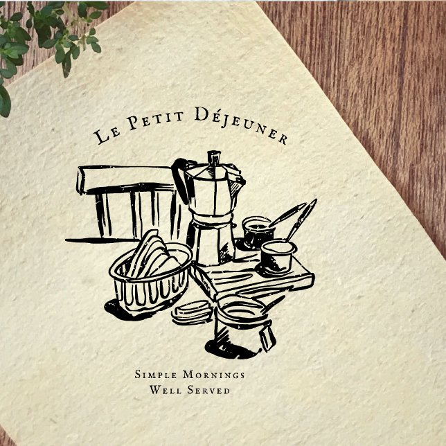 Caucho Ilustración de sello de goma de Café Desayuno Vint (Subido por el creador)