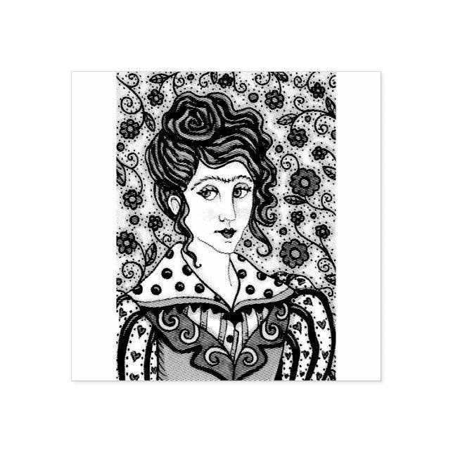 CAUCHO MUJER, SELLO DE GOMA DE RETRATO GÓTICO (Impresión)
