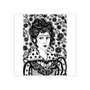 CAUCHO MUJER, SELLO DE GOMA DE RETRATO GÓTICO