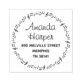 Caucho Notas Musicales Geniales Sello de Dirección de Ret