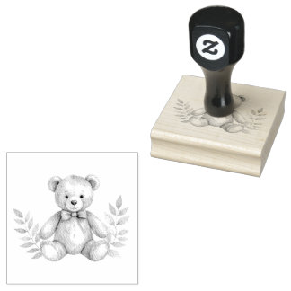 Caucho osito de peluche y hojas de goma de sello
