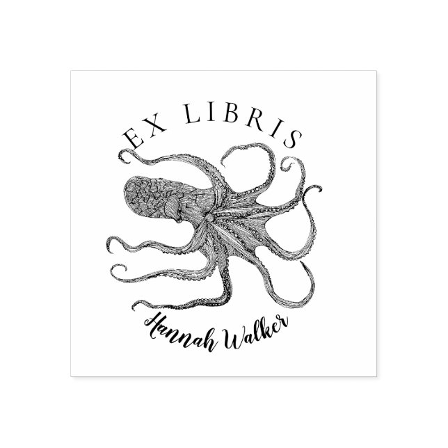 Caucho Otro sello de pulpo ex libris (Impresión)