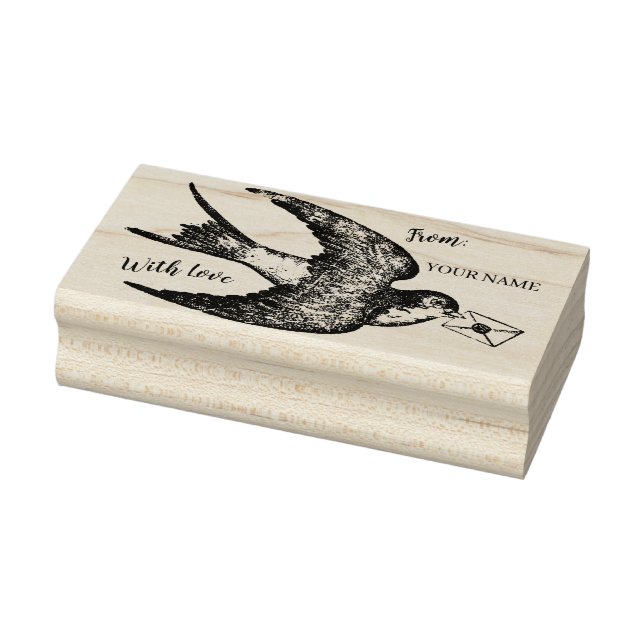 Caucho Pájaro francés vintage con sello de letra (Sello)