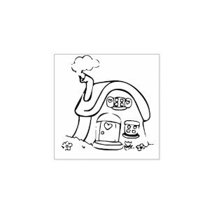 Caucho pequeño sello de arte de cabaña