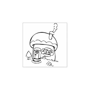 Caucho pequeño sello de arte de cabaña