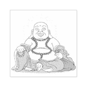 Caucho Riendo el sello de goma de Maitreya Buddha
