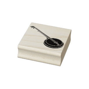 Caucho sello de arte de banjo de silueta