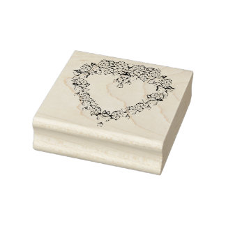 Caucho Sello de arte de borde rosa de forma de corazón