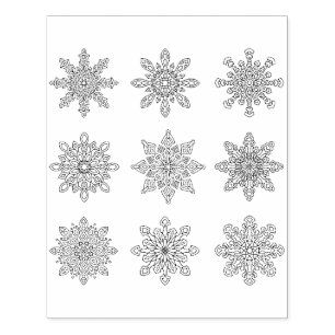 Caucho sello de arte de copos de nieve múltiples