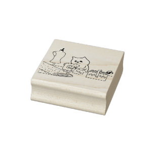 Caucho sello de arte de gato sastre