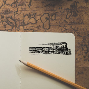 Caucho Sello de Arte de Goma de Tren Vintage Grabado