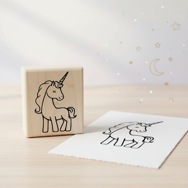 Caucho Sello De Arte De Goma De Unicornio Para Niños (Cute unicorn wooden art stamp.🦄)