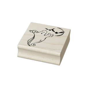 Caucho Sello de arte de ilustracion de ghost y murciélago