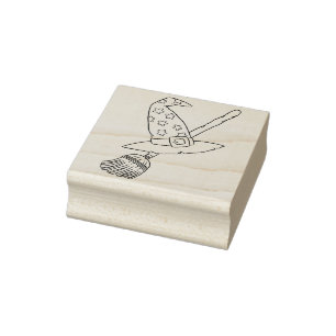 Caucho Sello de arte de ilustracion de gorra de escobas y