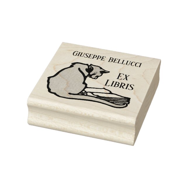 Caucho Sello de arte de la madera del gato antiguo de Lib (Sello)
