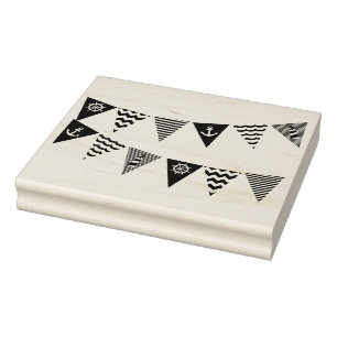 Caucho Sello de arte de madera - Banderines náuticos refl