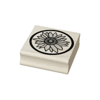 Caucho Sello de arte de madera de girasol