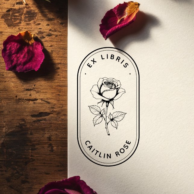 Caucho Sello de arte de madera de rosa clásica Ex Libris (Subido por el creador)