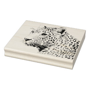 Caucho Sello de arte de madera - Leopardo