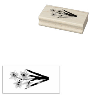 Caucho Sello de arte de madera narcisos de primavera