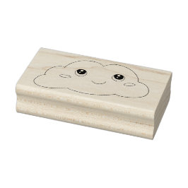 Caucho Sello de arte de nube sonriente cara Kawaii linda