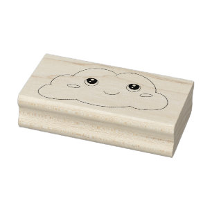 Caucho Sello de arte de nube sonriente cara Kawaii linda