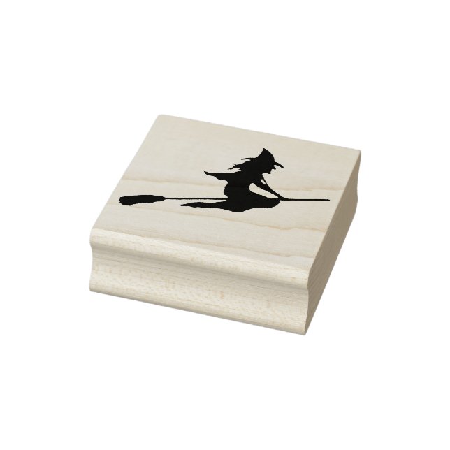 Caucho Sello de arte de silueta de bruja voladora (Sello)