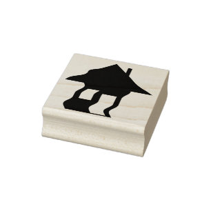 Caucho Sello de arte de silueta de casa embrujada