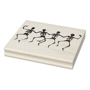 Caucho Sello de arte de silueta de esqueletos bailarines