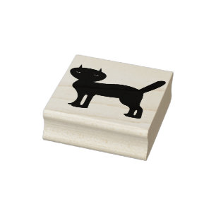 Caucho sello de arte de silueta de gato negro