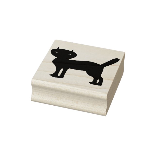 Caucho sello de arte de silueta de gato negro (Sello)