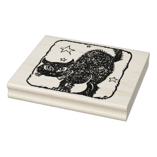 Caucho Sello de arte de silueta de gato negro