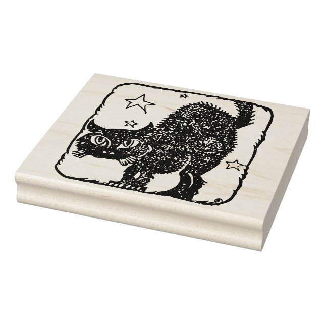 Caucho Sello de arte de silueta de gato negro (Sello)