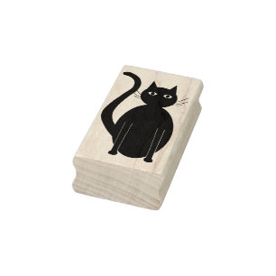 Caucho sello de arte de silueta personalizado de gato