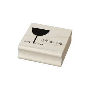 Caucho Sello de arte de vidrio de vino de monograma