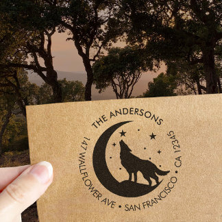 Caucho Sello de arte en madera de la luna de retorno del 